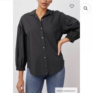 Rails Organic Cotton Winnie Black Button Down Office Top Shirt Blouse